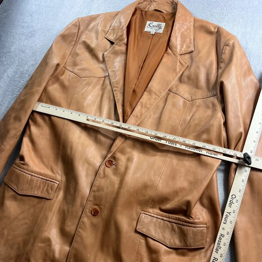 Scully Mens‎ Tan Genuine Leather Western Yoke Blazer Sport Coat Jacket 48L